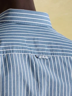 Abbott Blue Striped Cotton Poplin Shirt<Joules New