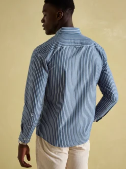 Abbott Blue Striped Cotton Poplin Shirt<Joules New