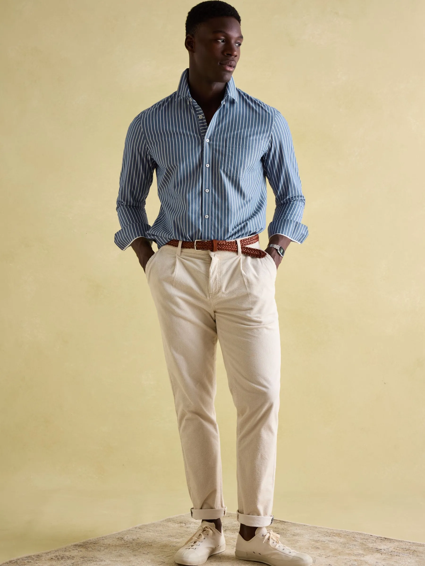 Abbott Blue Striped Cotton Poplin Shirt<Joules New