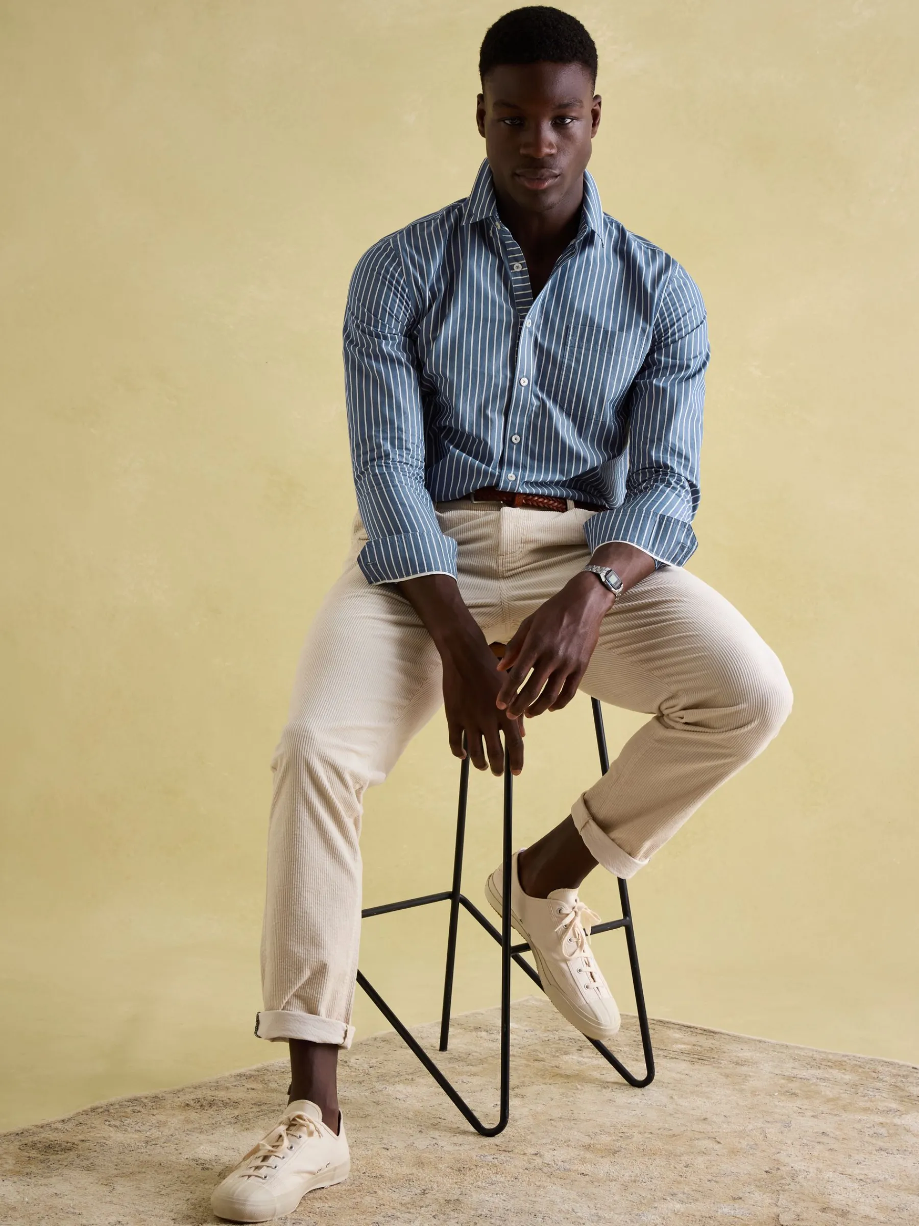 Abbott Blue Striped Cotton Poplin Shirt<Joules New