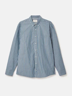 Abbott Blue Striped Cotton Poplin Shirt<Joules New