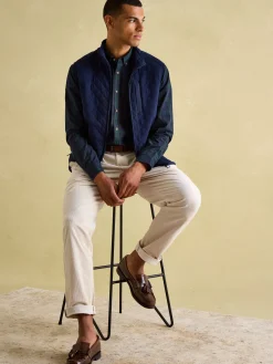 Abbott Navy Blue Checked Cotton Poplin Shirt<Joules Best