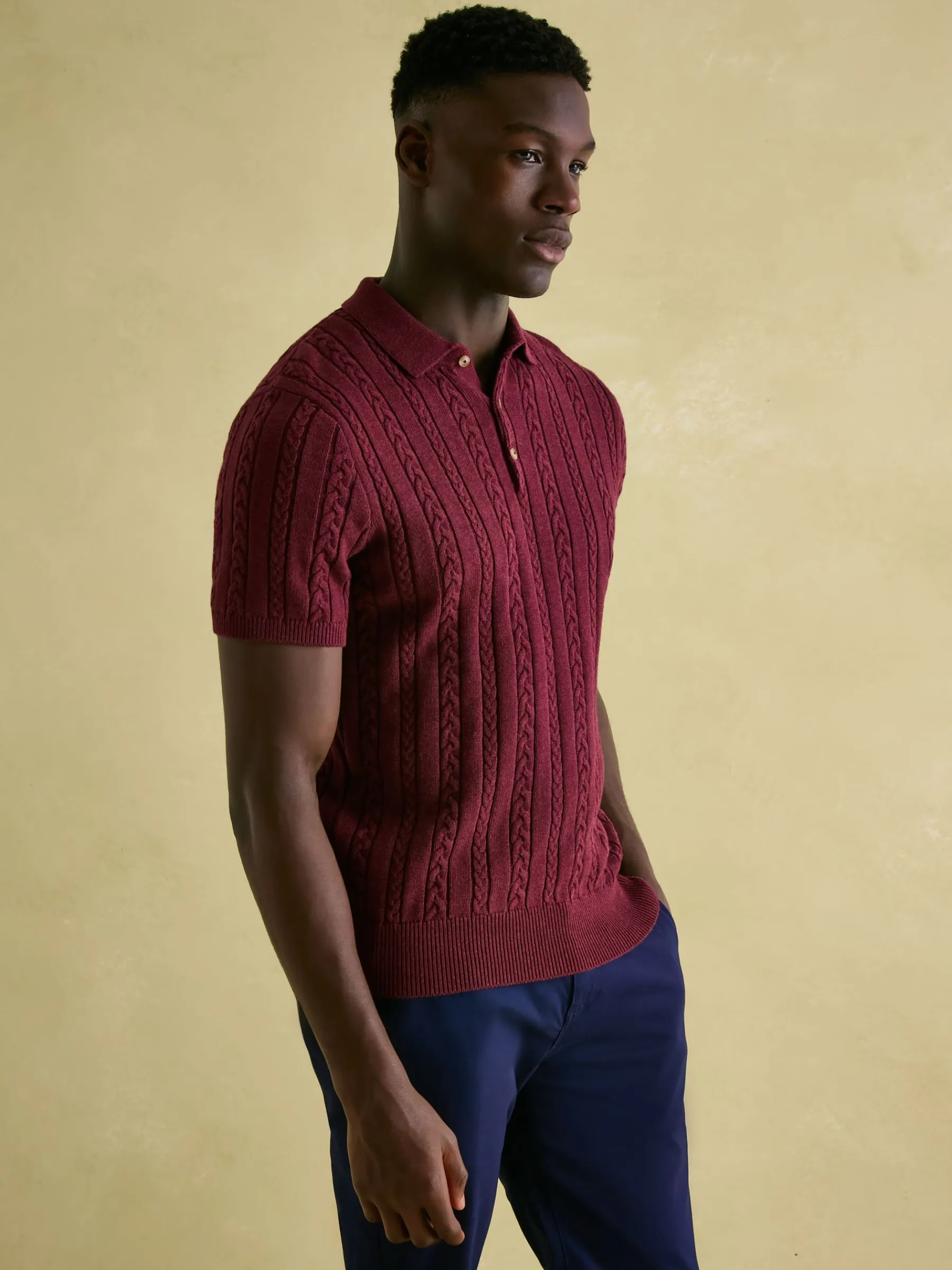 Adlington Cable Knitted Polo Shirt<Joules Clearance