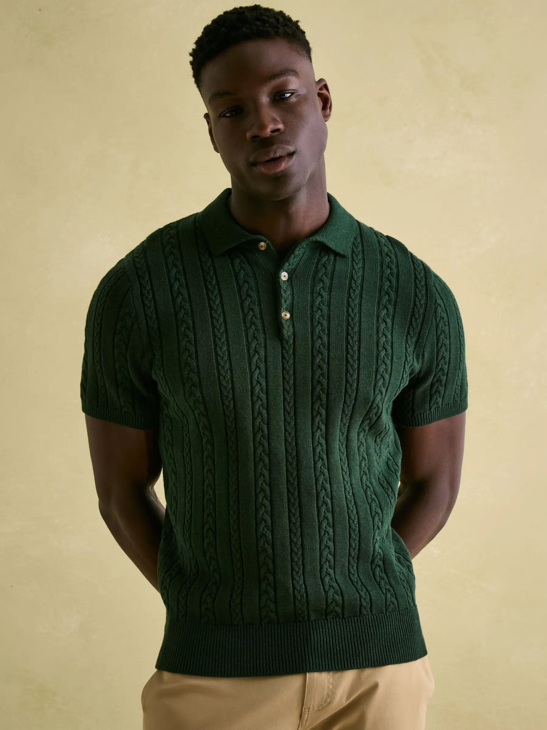 Adlington Cable Knitted Polo Shirt<Joules New