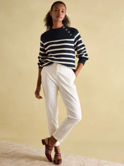 Agnes Striped Button Neck Jumper<Joules Hot