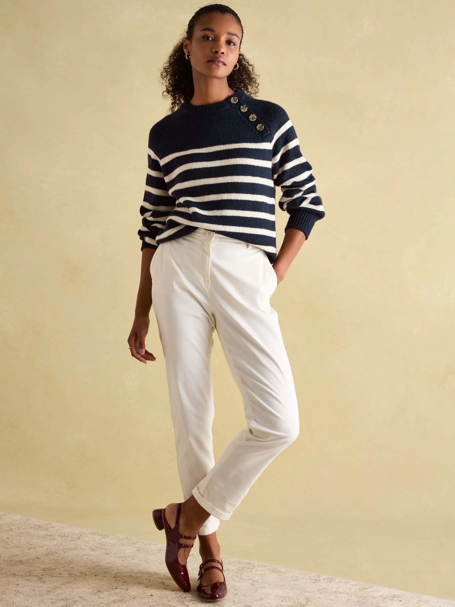 Agnes Striped Button Neck Jumper<Joules Hot