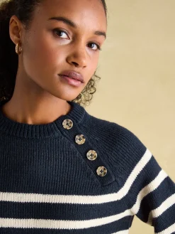 Agnes Striped Button Neck Jumper<Joules Hot