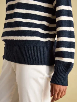 Agnes Striped Button Neck Jumper<Joules Hot
