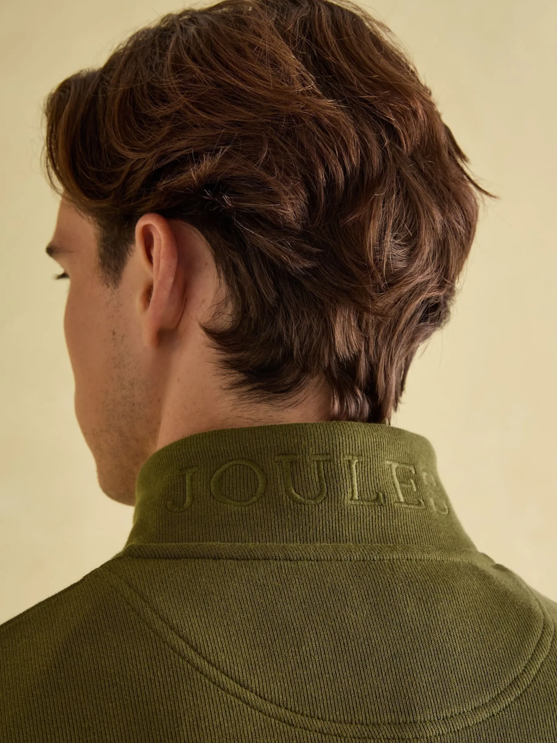 Alistair Khaki Green Quarter Zip Cotton Sweatshirt<Joules