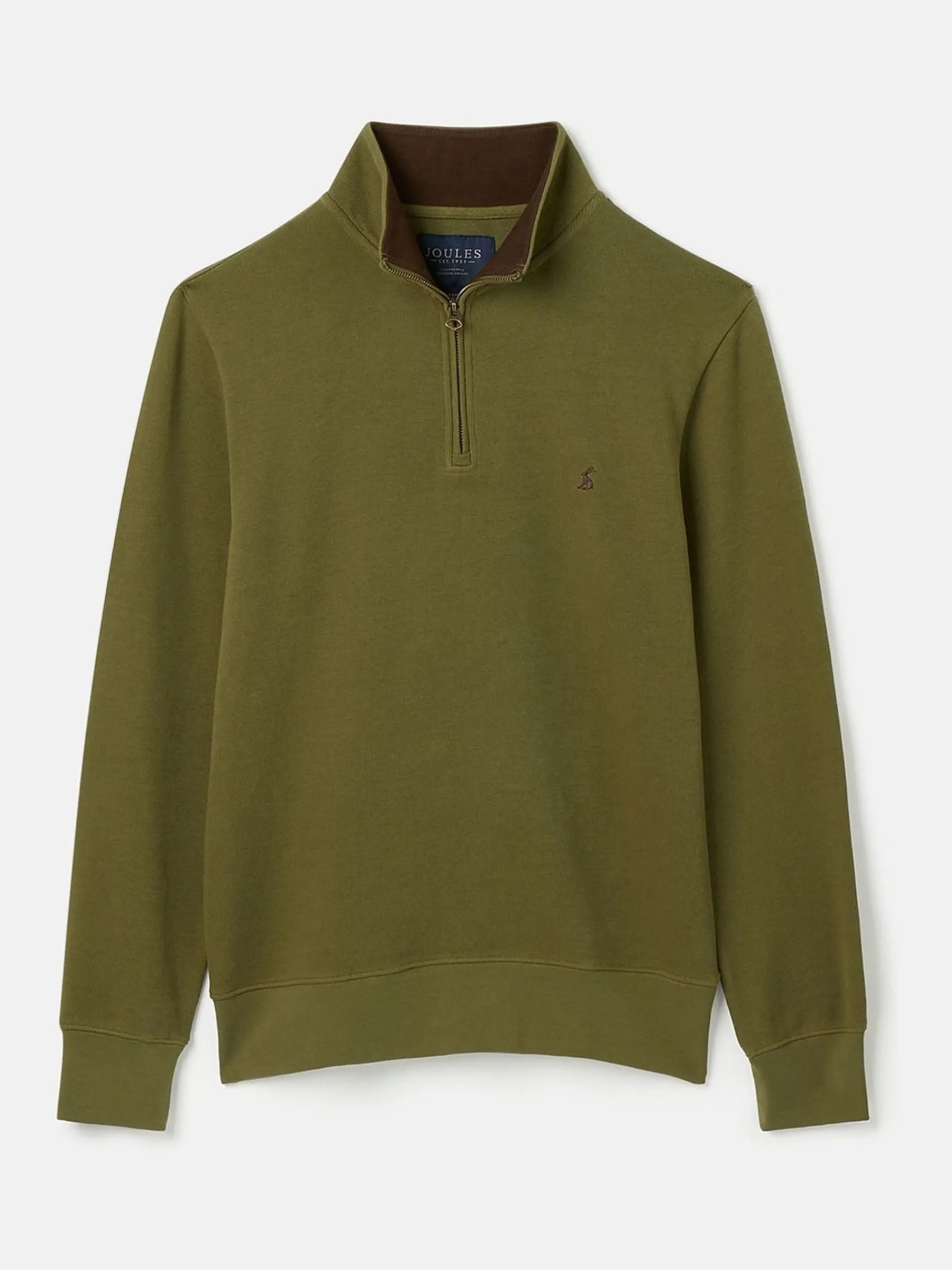 Alistair Khaki Green Quarter Zip Cotton Sweatshirt<Joules
