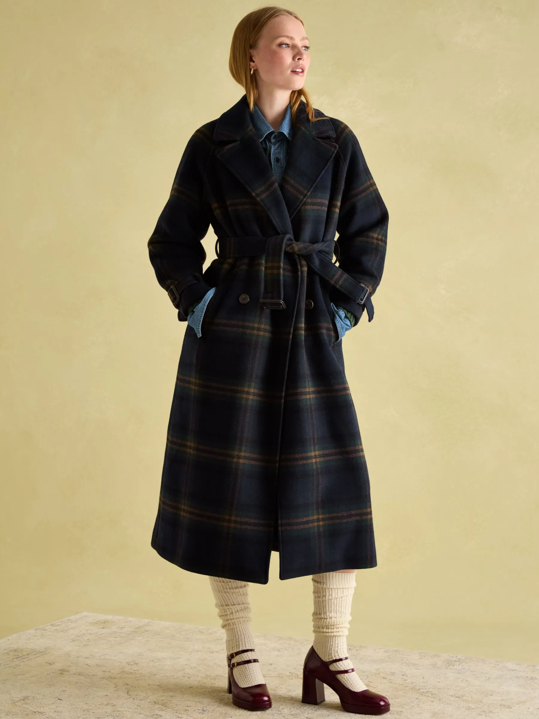Amberley Longline Wool Blend Coat with Belt<Joules Clearance