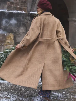 Amberley Tan Brown Longline Wool Blend Coat with Belt<Joules Hot