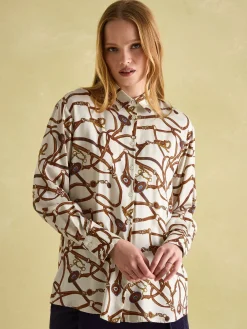 Amilla Cream Multi Satin Shirt<Joules Clearance