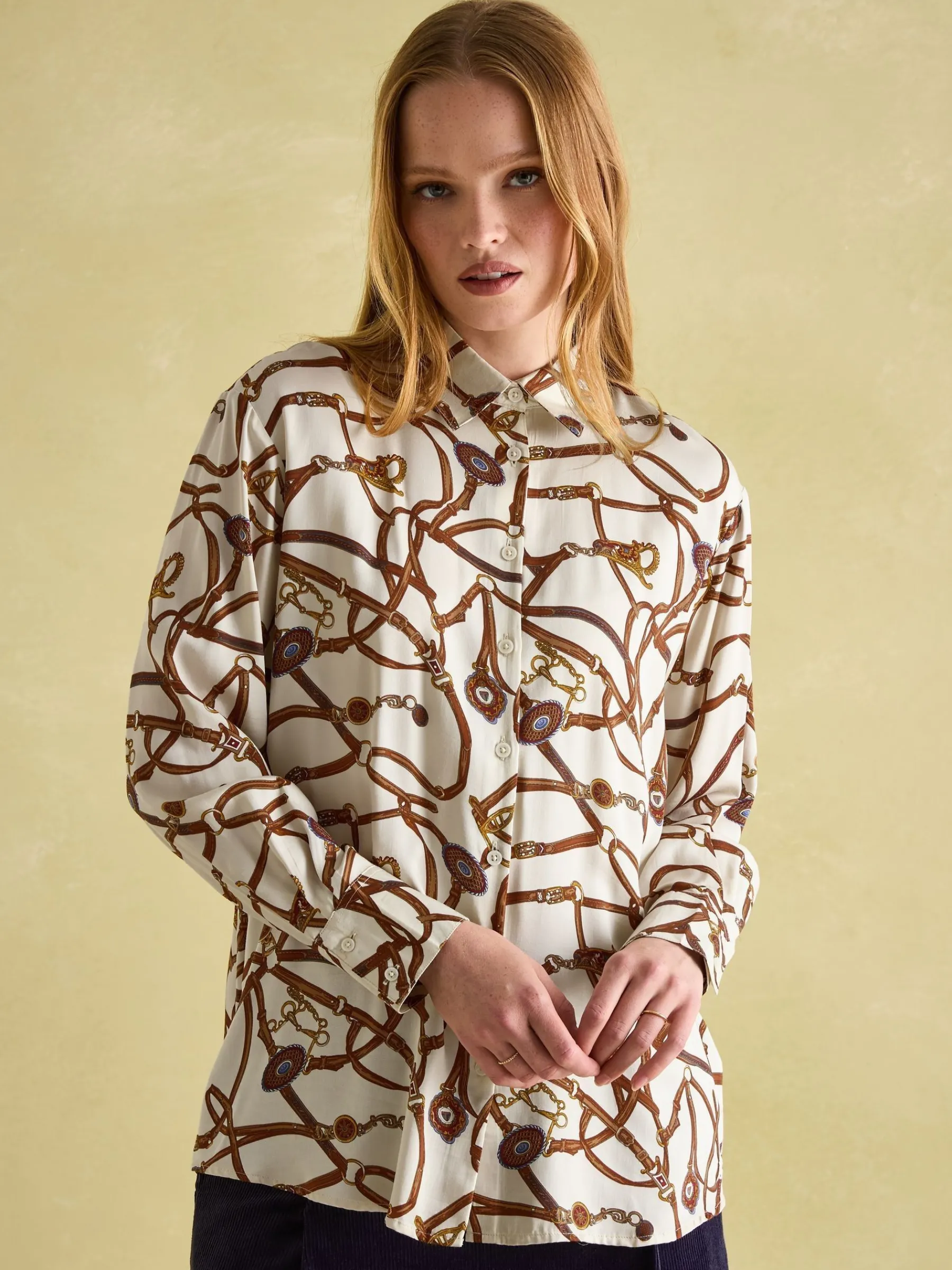 Amilla Cream Multi Satin Shirt<Joules Clearance
