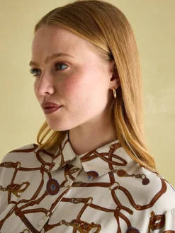Amilla Cream Multi Satin Shirt<Joules Clearance