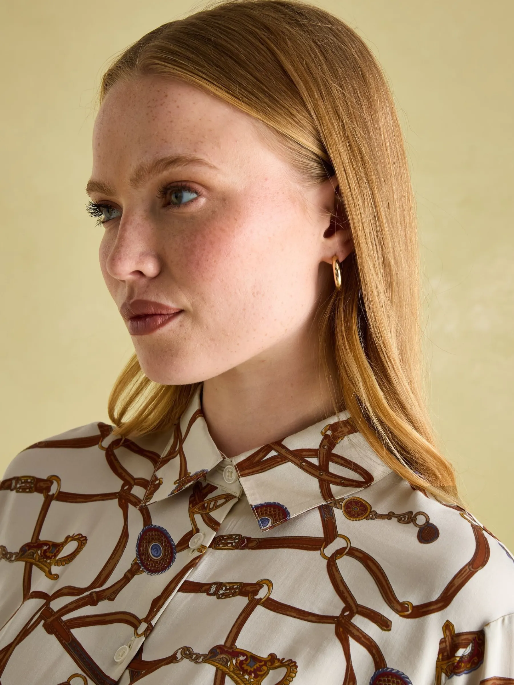 Amilla Cream Multi Satin Shirt<Joules Clearance