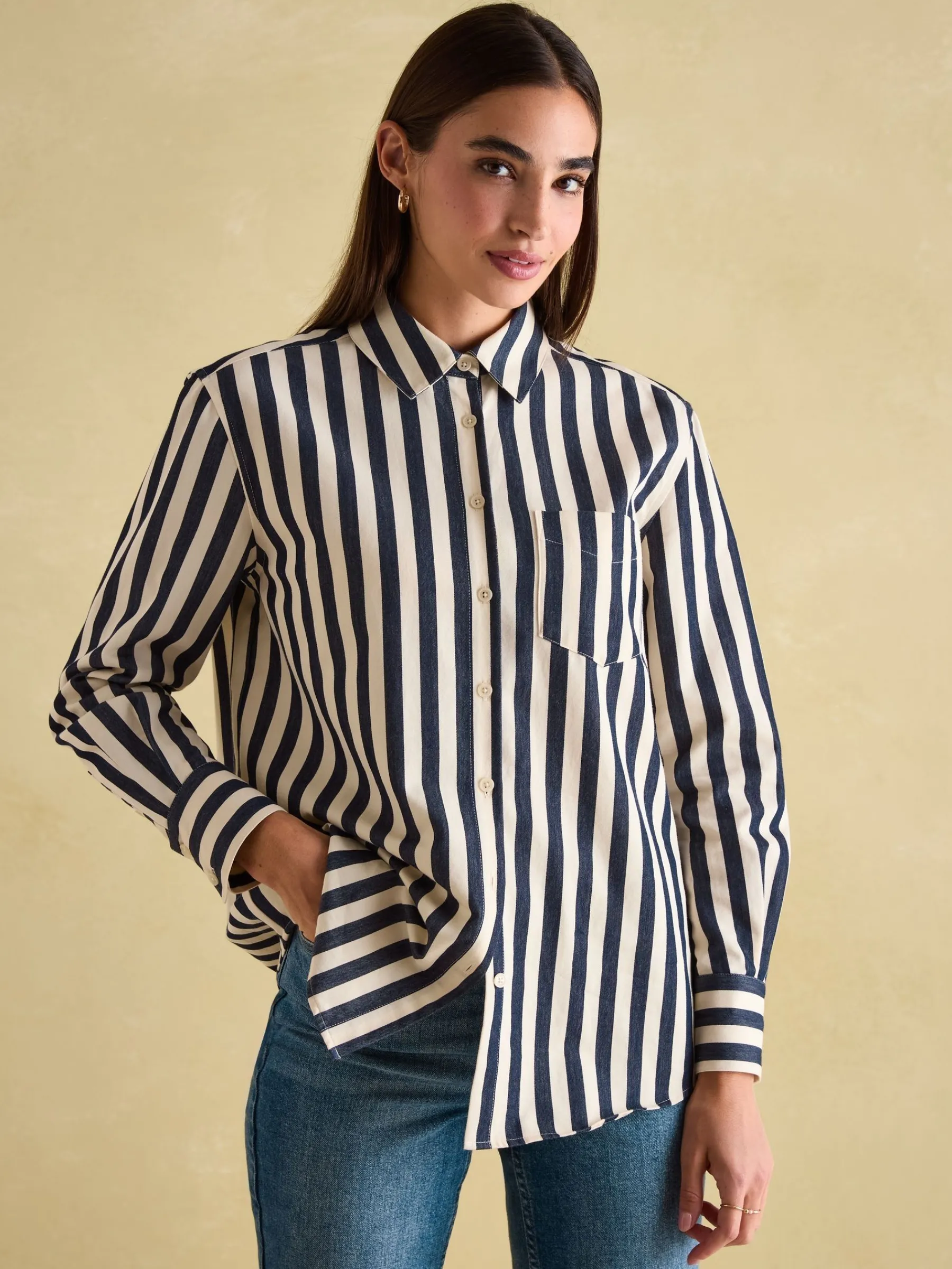 Amilla Navy & Cream Stripe Shirt<Joules New