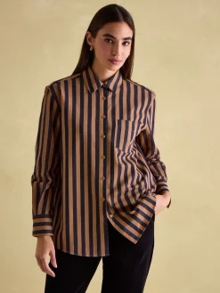 Amilla Navy & Tan Stripe Shirt<Joules Outlet