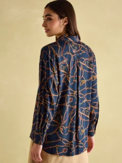 Amilla Navy Multi Satin Shirt<Joules Sale