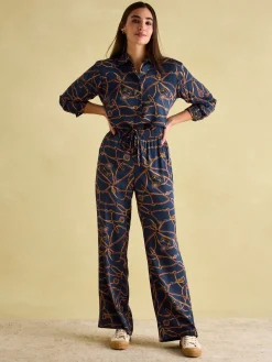 Amilla Navy Multi Satin Shirt<Joules Sale