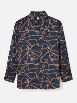 Amilla Navy Multi Satin Shirt<Joules Sale