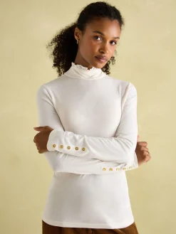 Amy Long Sleeve High Neck Jersey Top<Joules Hot
