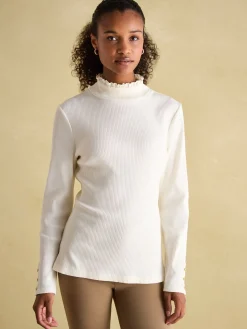 Amy Ribbed Long Sleeve High Neck Jersey Top<Joules Discount