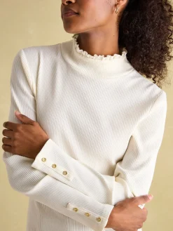 Amy Ribbed Long Sleeve High Neck Jersey Top<Joules Discount
