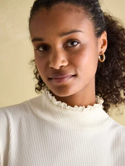 Amy Ribbed Long Sleeve High Neck Jersey Top<Joules Discount