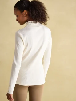 Amy Ribbed Long Sleeve High Neck Jersey Top<Joules Discount