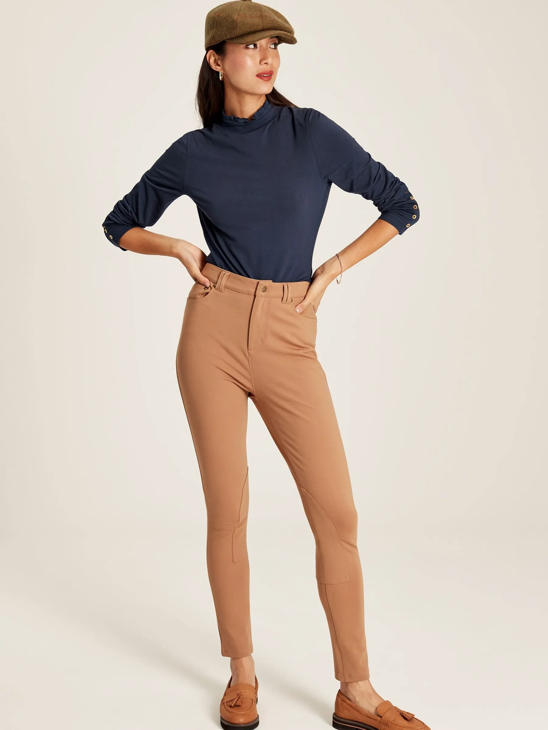 Amy Navy Blue Long Sleeve High Neck Jersey Top<Joules Hot