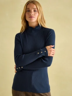 Amy Ribbed Long Sleeve High Neck Jersey Top<Joules Outlet
