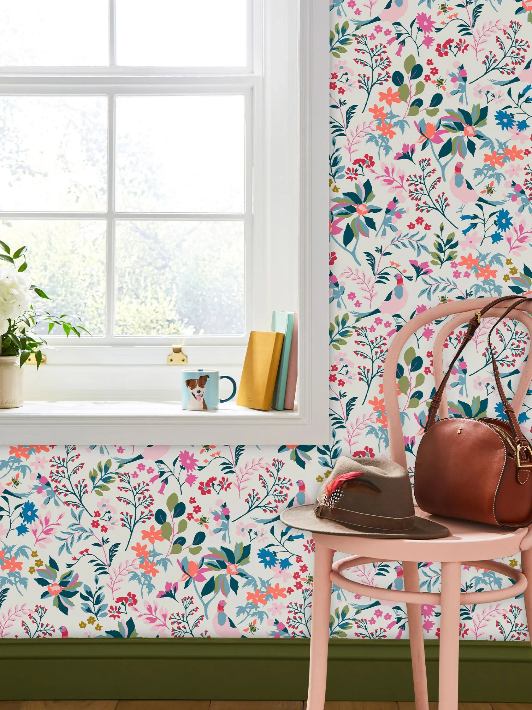 Antique Creme Fields Edge Floral 10M Wallpaper<Joules Online