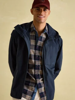 Ayston Navy Blue Lightweight Waterproof Coat<Joules