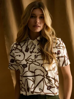 Barbury Cream Bridle Print Polo Shirt<Joules Hot