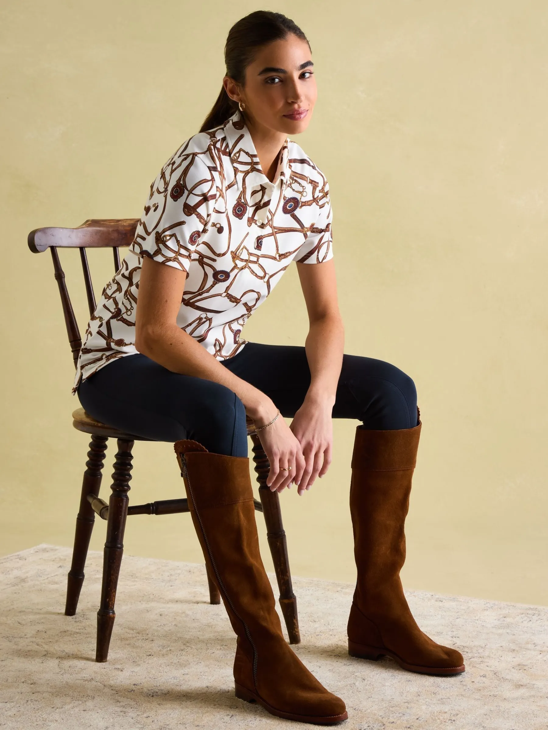 Barbury Cream Bridle Print Polo Shirt<Joules Hot