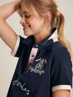 Beaufort Navy Blue Short Sleeve Cotton Polo Shirt<Joules Hot