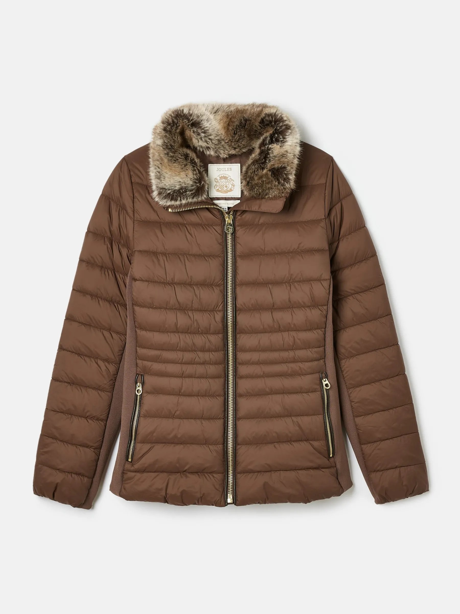 Beckley Padded Showerproof Jacket with Faux Fur Trim<Joules