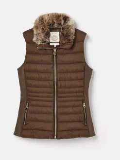 Beckley Padded Showerproof Gilet With Detachable Faux Fur Collar<Joules Sale