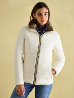 Beckley Padded Showerproof Jacket with Faux Fur Trim<Joules Best