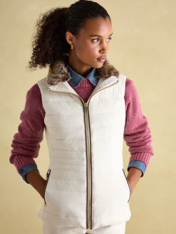 Beckley Padded Showerproof Gilet With Detachable Faux Fur Collar<Joules Best
