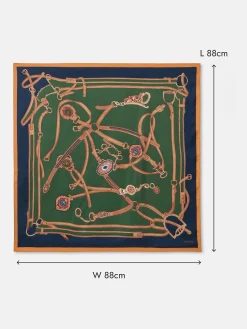 Bloomfield Khaki Green Square Silk Scarf<Joules
