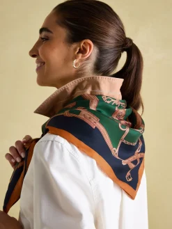 Bloomfield Khaki Green Square Silk Scarf<Joules