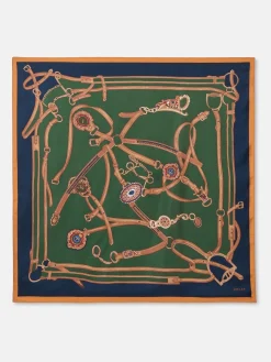 Bloomfield Khaki Green Square Silk Scarf<Joules