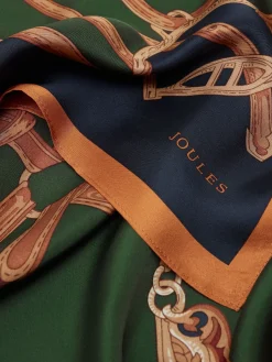 Bloomfield Khaki Green Square Silk Scarf<Joules