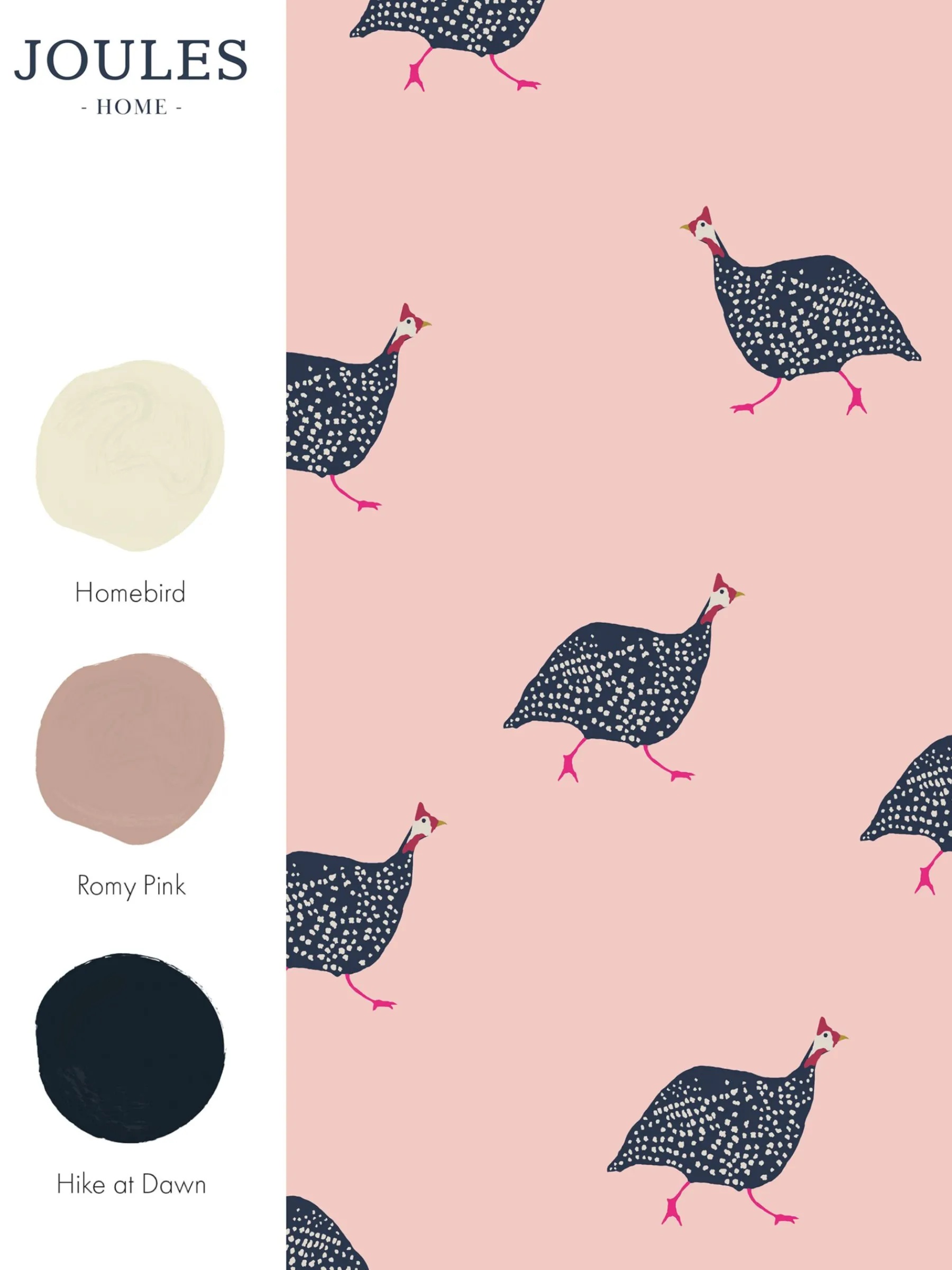 Blush Pink Guinea Fowl 10M Wallpaper<Joules Online