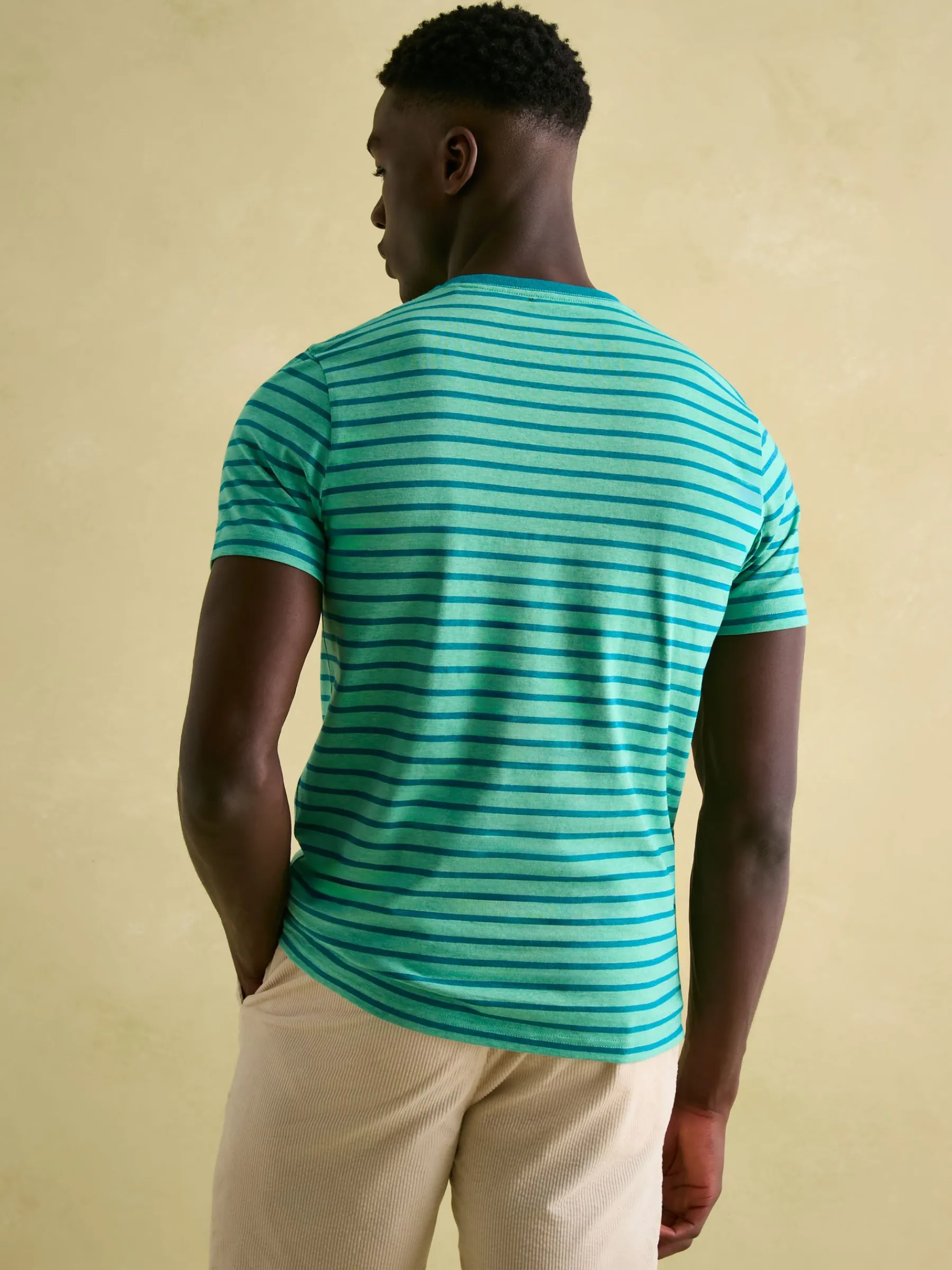 Boathouse Green Stripe Jersey Crew Neck T-Shirt<Joules Outlet