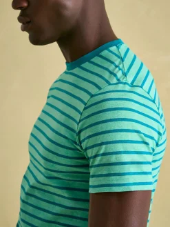 Boathouse Green Stripe Jersey Crew Neck T-Shirt<Joules Outlet