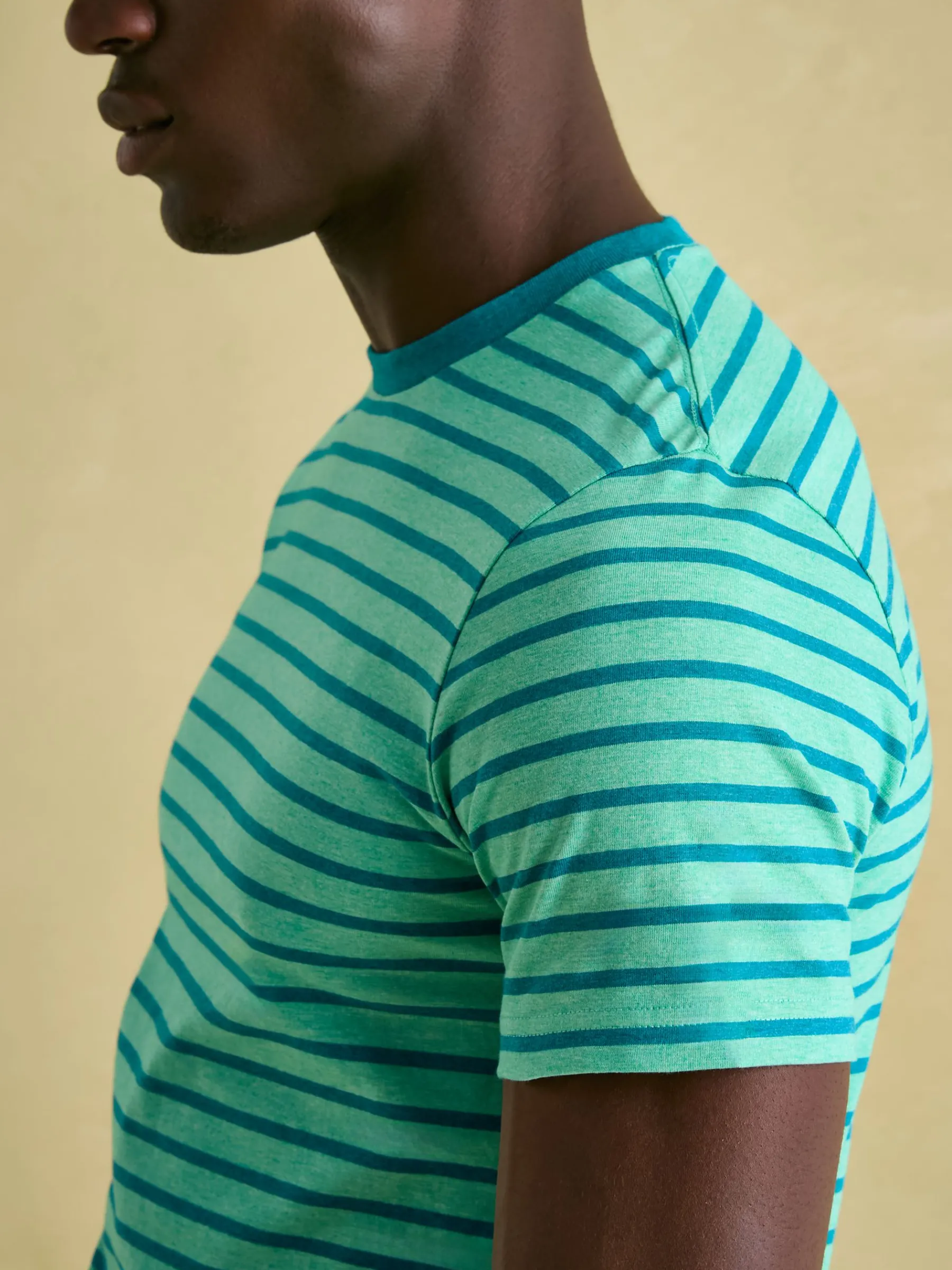 Boathouse Green Stripe Jersey Crew Neck T-Shirt<Joules Outlet