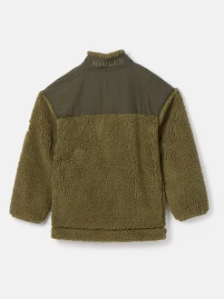 Boys' Billy Khaki Green Half Zip Borg Fleece<Joules Best